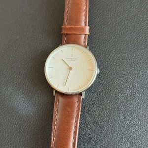 Women's Nordgreen Brown Leather Strap Silver Watch